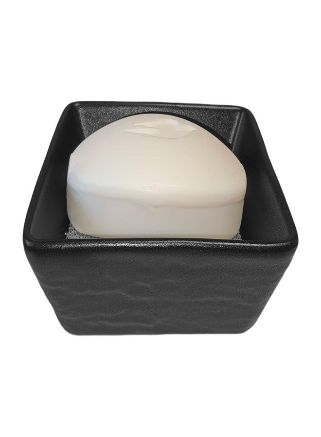 Vonpri Ceramic Soap Dish, Vonpri Soap Holder Tray, Non-Slip Shower Soapbox Container for Handmade Bar Bathroom Sink, Countertop (Black, 3.5inch, Stone Texture) - Image 1