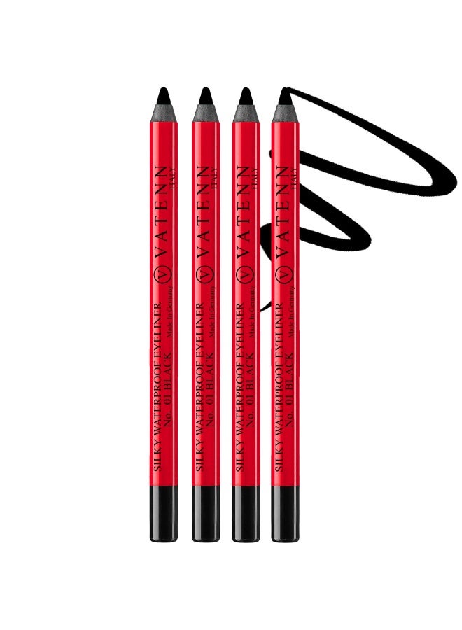 فاتن إيطاليا Silky Waterproof Eyeliner 01 (pack of 4) 24 Hr Long Stay | One Stroke Smooth Glide | Waterproof, Smudgeproof & Fadeproof | Deep Matte Finish | Enriched With Almond Oil & Vitamin E - Image 1