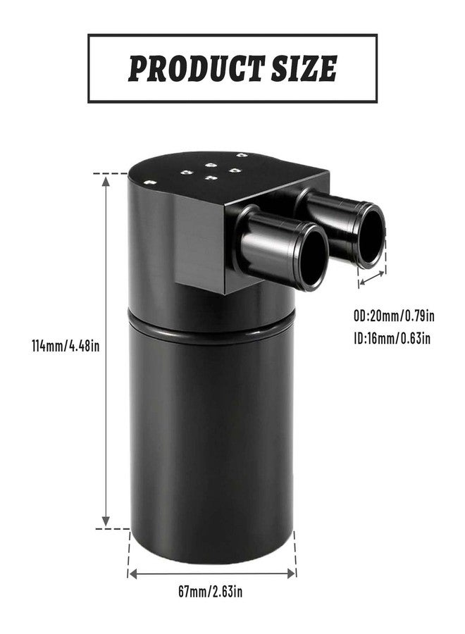 BOMLING Aluminum Alloy Oil Catch Can Reservior 300ml Automotive Replacement Catch Can Breather Tank Kit Compatible with BMW N54 335i 135i E90 E92 E82 2006 2007 2008 2009 2010,Black - Image 2