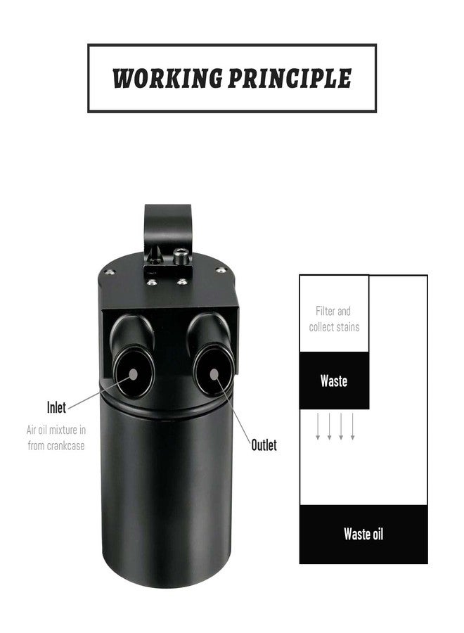 BOMLING Aluminum Alloy Oil Catch Can Reservior 300ml Automotive Replacement Catch Can Breather Tank Kit Compatible with BMW N54 335i 135i E90 E92 E82 2006 2007 2008 2009 2010,Black - Image 5