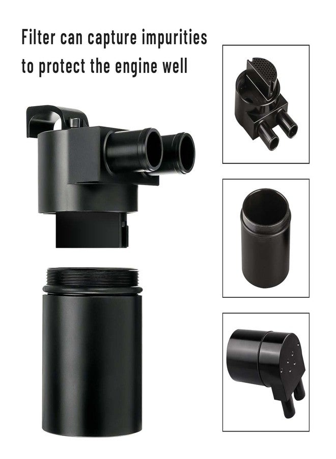 BOMLING Aluminum Alloy Oil Catch Can Reservior 300ml Automotive Replacement Catch Can Breather Tank Kit Compatible with BMW N54 335i 135i E90 E92 E82 2006 2007 2008 2009 2010,Black - Image 4