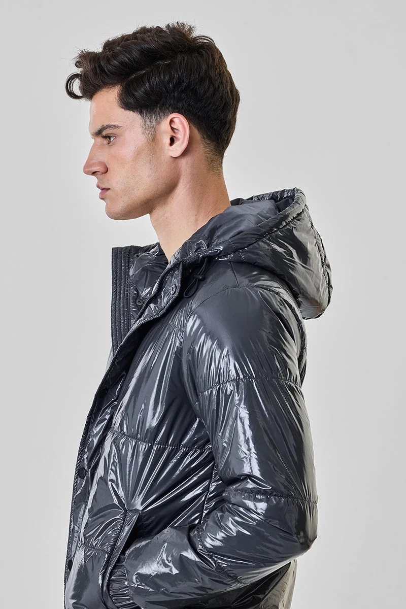 SNITCH Grey Hooded Puffer Jacket for Men | Best Price UAE