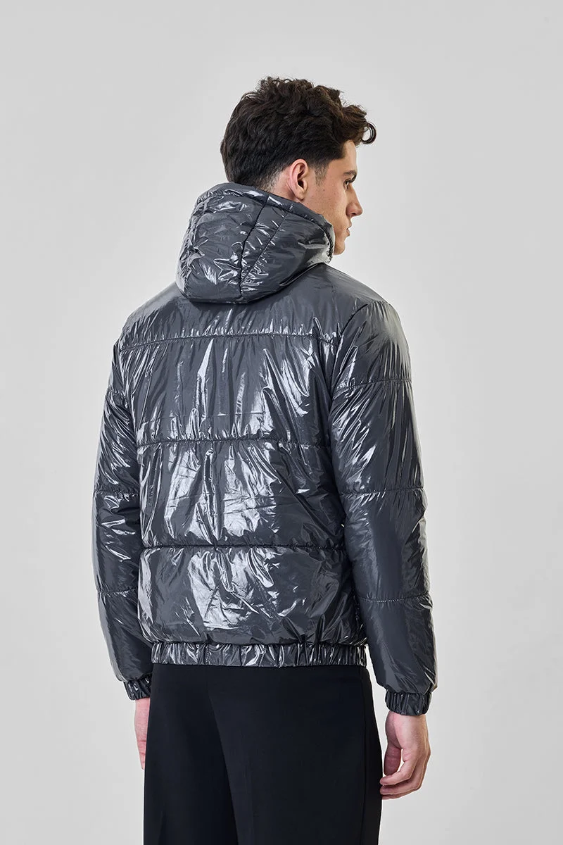 SNITCH Grey Hooded Puffer Jacket for Men | Best Price UAE