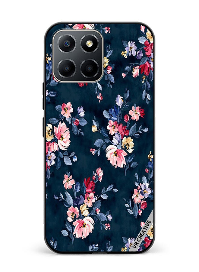 VR CREATIVE Protective Case Cover For Honor X6 A Navy Floral Print With Brightly Coloured Pink And Yellow Flowers On It Design Multicolour - Image 1