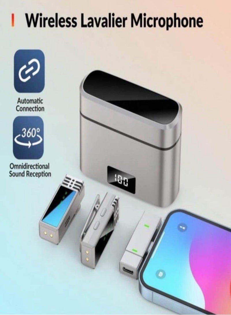 Jmary MW-15 DUAL Lavalier Microphone for Android Type-C Tablet Laptop Mobile Smartphone | Plug Play Mic | Charging Case | 48 Hours Battery | For Video Recording Interview Youtube Vlogging |20m Range - Image 1