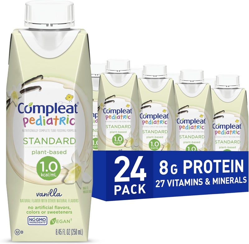 Compleat Pediatric Standard 10mL Plant Based Nutritionally Complete Shake Tube Feeding Formula Vanilla Flavor 24 Pack - Image 1