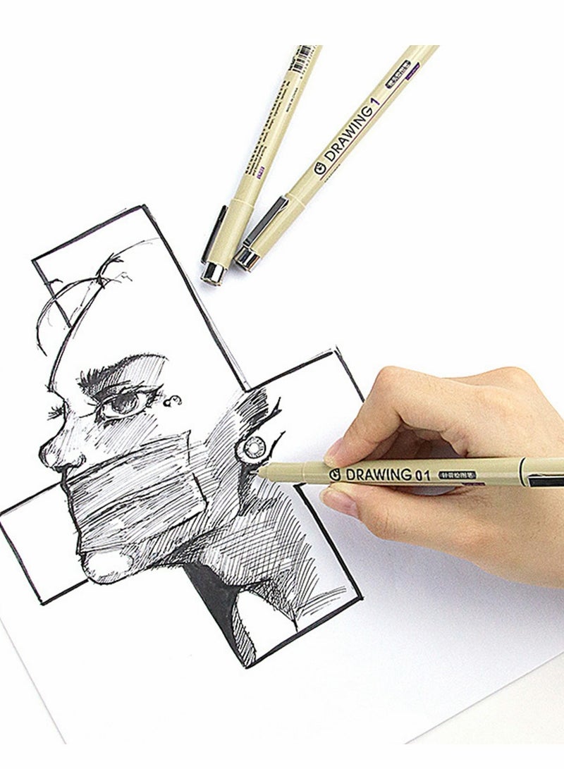 Excefore Drawing Art Pens Micro-Pen Fineliner Ink Pens Black Waterproof Quick drying Micro Fine Point Drawing Pens for Artist Illustration, Sketching, Technical Drawing, Anime, Manga, Scrapbooking 12 Nibs - Image 3