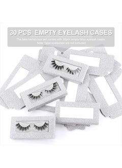 MAGEFY 30 Pieces Eyelashes Packaging Box, Empty Eyelash Boxes Lash Box Packaging Glitter Paper Eyelash Storage Box Soft Paper Lash Case (Silver)  - Image 2