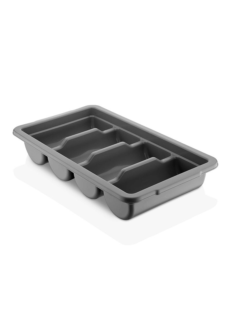 GastroPlast Gastroplast Cutlery Box Tray with 4 Compartments - Grey Polypropylene BPA-Free 