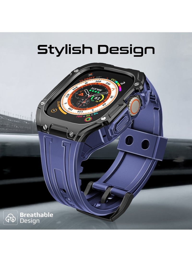 PROMATE Durable Apple Watch Case and Band with Maximum Protection, Ergonomic Adjustable Fit, Shock-Resistant Materials, Sweat-Resistant Build, and Secure Stainless-Steel Buckle for Apple Watch Ultra 1 And 2 - CaseBand Blue - Image 2