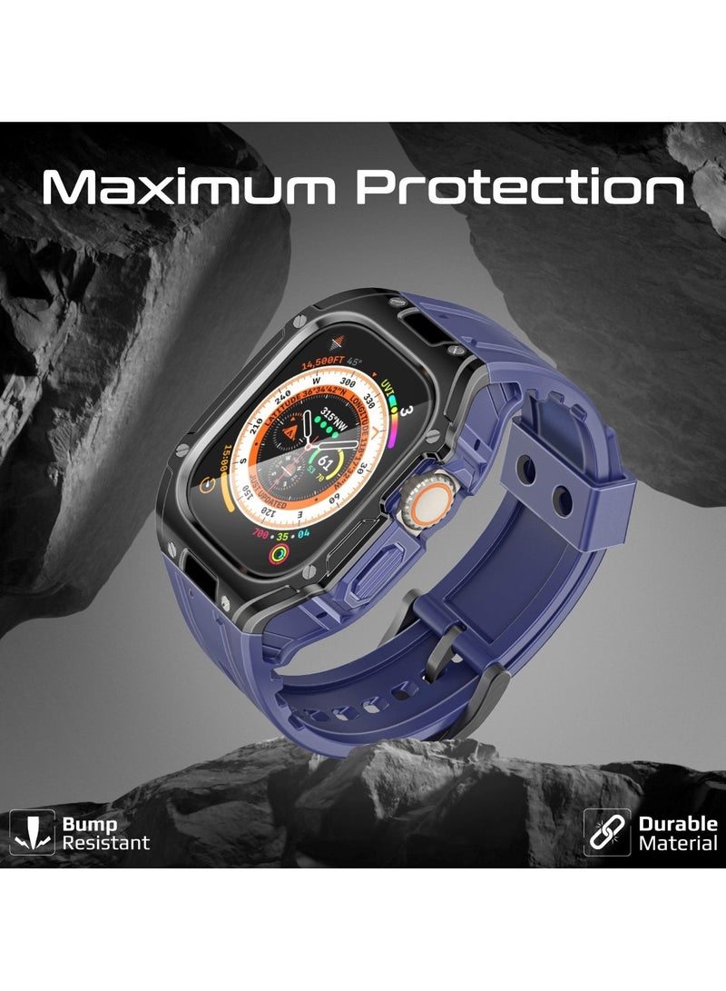 PROMATE Durable Apple Watch Case and Band with Maximum Protection, Ergonomic Adjustable Fit, Shock-Resistant Materials, Sweat-Resistant Build, and Secure Stainless-Steel Buckle for Apple Watch Ultra 1 And 2 - CaseBand Blue - Image 3