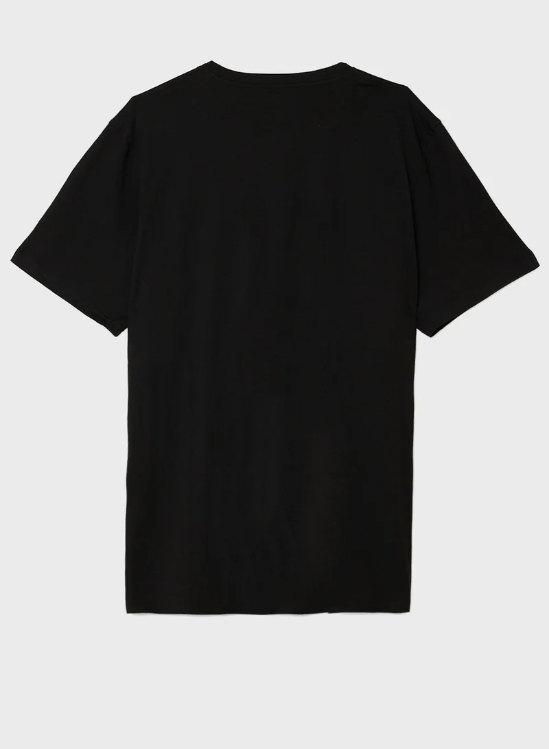 جاك اند جونز Plus Size Logo Crew Neck T-Shirt
