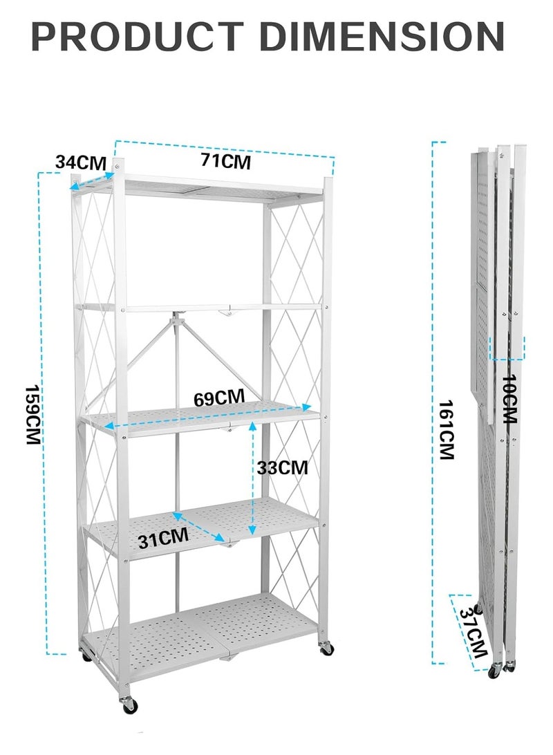 ميشيدا 5 مستويات قابلة للطي على رف الجرف رف المطبخ رف الفوقية القابلة للطي المنظم رفوف تخزين - Image 2