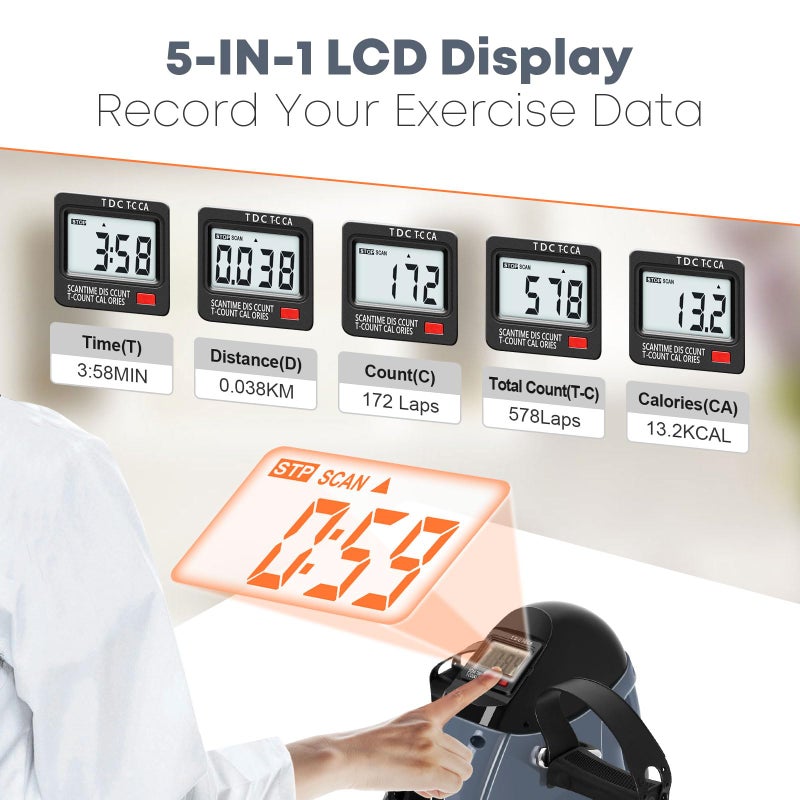 AGM Under Desk Bike Pedal Exerciser, AGM Mini Exercise Bike Foot Cycle Arm & Leg Peddler Exerciser Machine with LCD Screen Displays (Gray) - Image 2