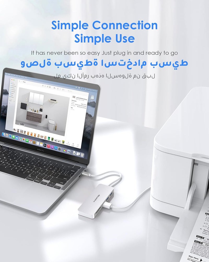 لينشن محور USB-C من LENTION مع 3 منافذ USB 3.0 وقارئ بطاقات SD/microSD متوافق مع MacBook Pro 2025-2016، وMac Air الجديد/iPad Pro/Surface، والمزيد، محول Type C معتمد ومستقر (CB-C15، فضي) - Image 5