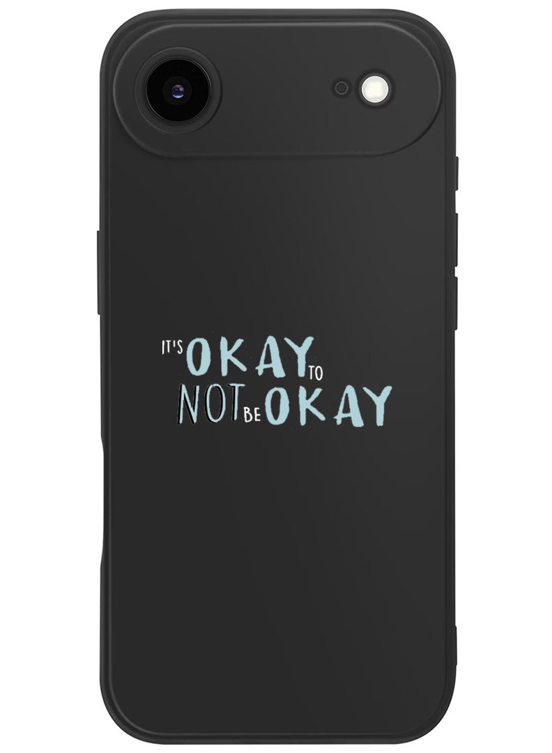 Theodor Protective Slim Fit Case Liquid Silicone Cover with Full Body Protection Anti-Scratch Shockproof Case For Apple iPhone 17 Air (Black) Its okay to be not okay - White - Image 1