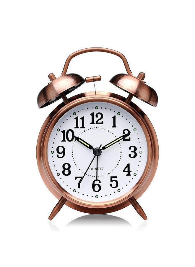 DONDA Vintage Look Twin Bell Analog Table Alarm Clock with Night LED Display (11 x 8 x 5 CM,Copper) (Analog Copper Color, Small) - Image 1