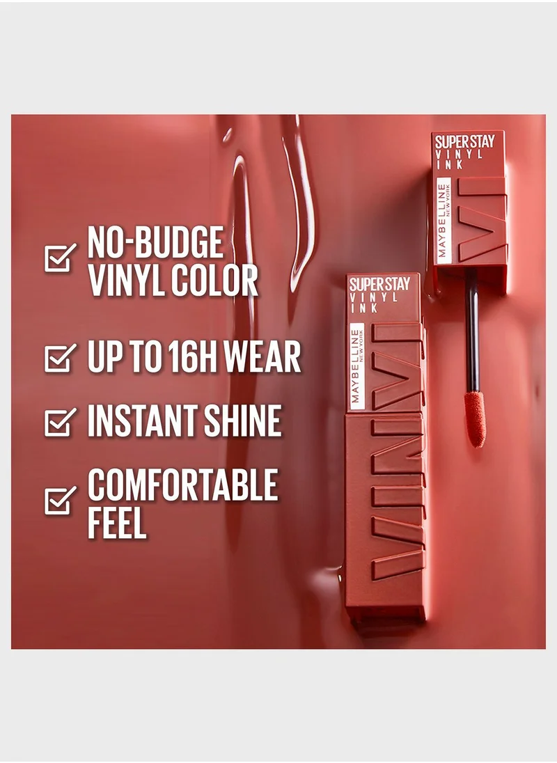 MAYBELLINE NEW YORK Maybelline New York Super Stay Vinyl Ink Nudes Longwear Transfer Proof Gloss Lipstick, Charmed