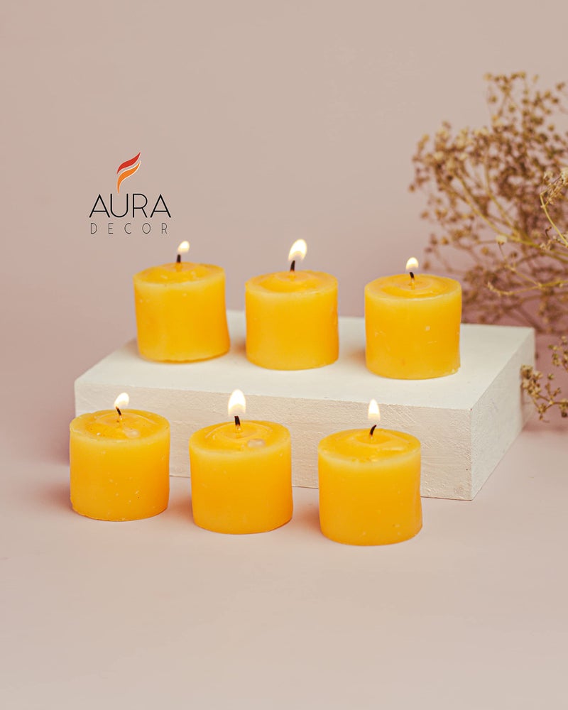 AURA DECOR AuraDecor Fragrance Votive Candles | Smokeless Scented Candle | Aroma Candles | Candles for Decoration | Wedding Candle | Burns Upto 8 Hours (Pack of 6) (Lemon ||) - Image 3