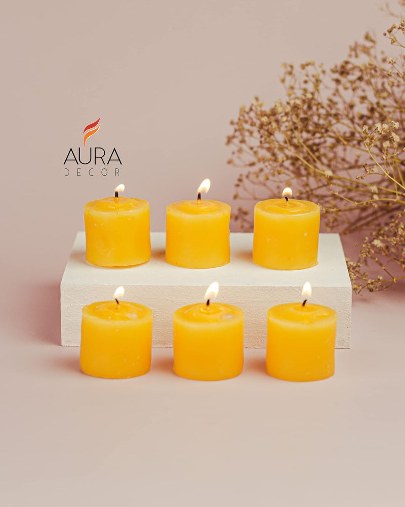 AURA DECOR AuraDecor Fragrance Votive Candles | Smokeless Scented Candle | Aroma Candles | Candles for Decoration | Wedding Candle | Burns Upto 8 Hours (Pack of 6) (Lemon ||) - Image 2