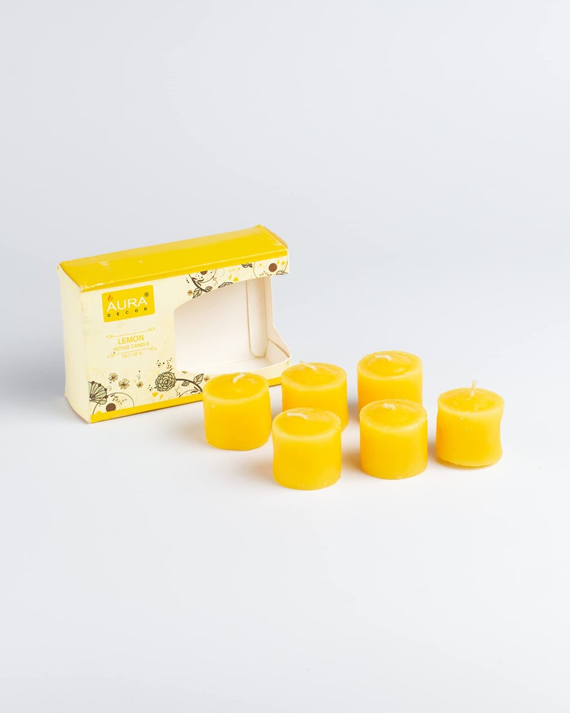 AURA DECOR AuraDecor Fragrance Votive Candles | Smokeless Scented Candle | Aroma Candles | Candles for Decoration | Wedding Candle | Burns Upto 8 Hours (Pack of 6) (Lemon ||) - Image 1