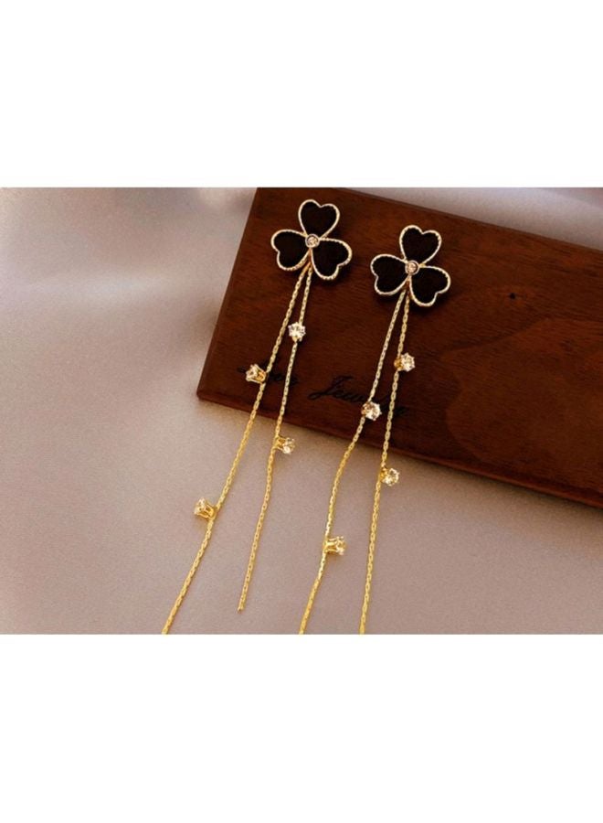 اليشمك أقراط متدلية من الفضة الإسترليني عيار 925 بتصميم على شكل إبرة وورقة شجر - Image 5