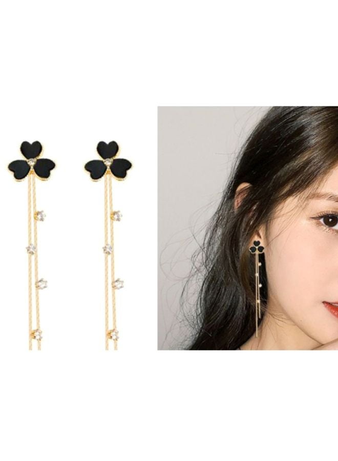 اليشمك أقراط متدلية من الفضة الإسترليني عيار 925 بتصميم على شكل إبرة وورقة شجر - Image 4