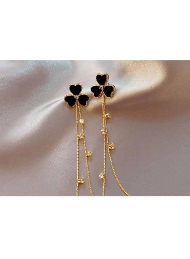 اليشمك أقراط متدلية من الفضة الإسترليني عيار 925 بتصميم على شكل إبرة وورقة شجر - Image 2