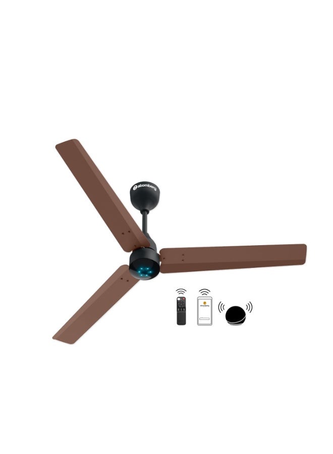 atomberg Renesa Smart 1200mm BLDC Ceiling Fan with IoT & Remote | Energy Efficient Ceiling Fan | Ceiling fan for Living Room | High Air Delivery with LED Indicators (Brown & Black) - Image 1