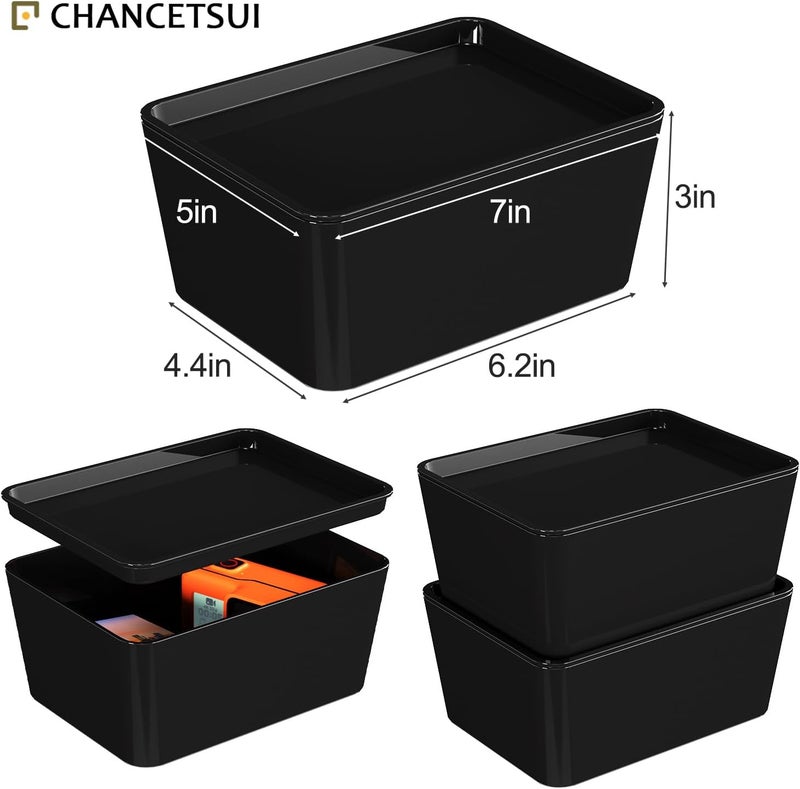 CHANCETSUI Storage Bins With Lids Plastic Containers: Multipurpose Stackable Storage Container Bins With Lid For Home And Office Organization, Small Storage Bin, 2 Pcs 5x7 Storage Container, Black - Image 5
