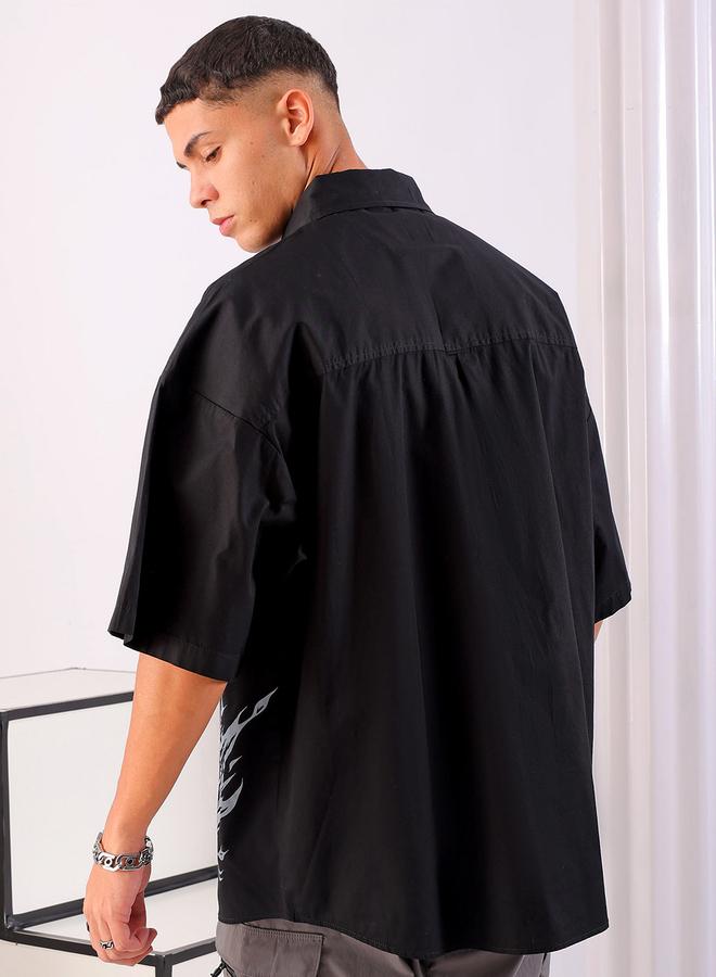 The Indian Garage Co Men Black Graphic Print Spread Collar Shirt - Image 3