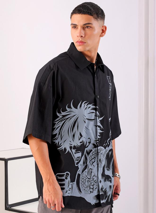 The Indian Garage Co Men Black Graphic Print Spread Collar Shirt - Image 4