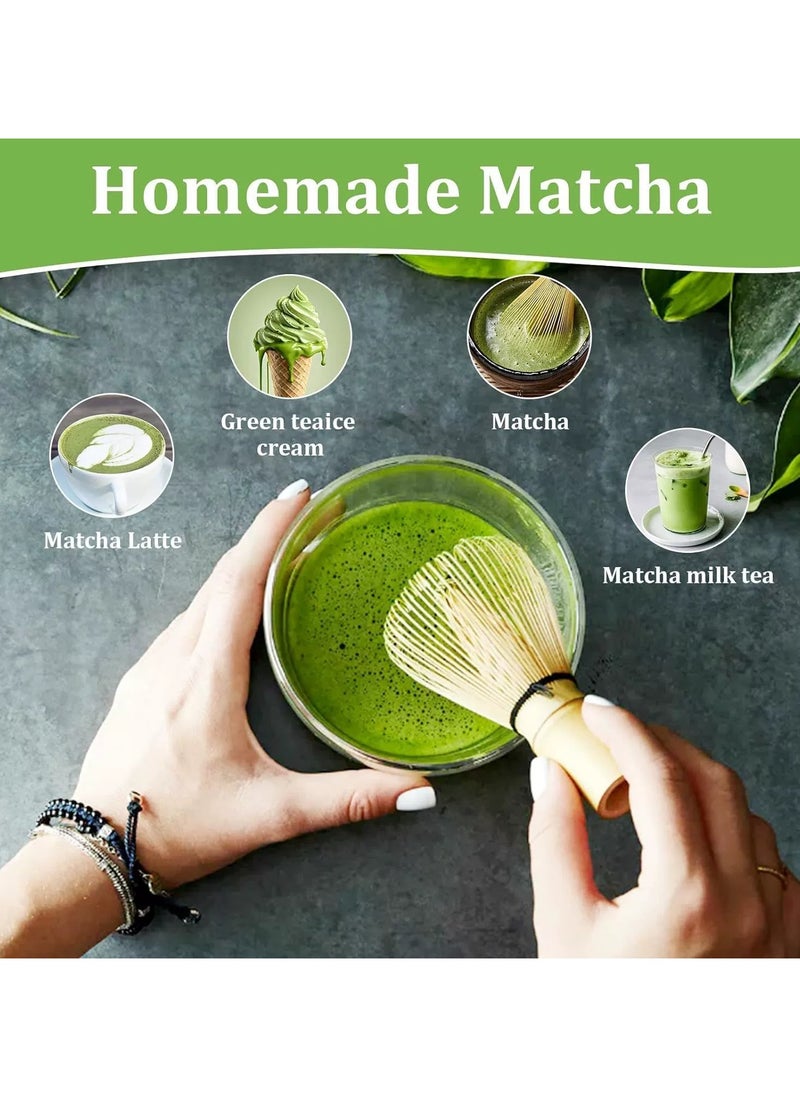 EZGOZ - 4-Pieces Matcha Whisk Set Matcha Whisk Traditional Scoop Tea Spoon Whisk Holder White - Image 1