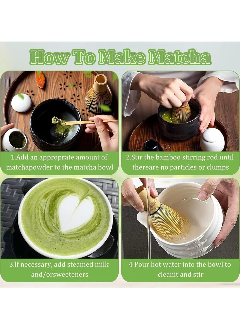 EZGOZ - 4-Pieces Matcha Whisk Set Matcha Whisk Traditional Scoop Tea Spoon Whisk Holder White - Image 1