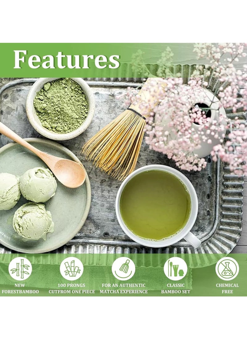EZGOZ - 4-Pieces Matcha Whisk Set Matcha Whisk Traditional Scoop Tea Spoon Whisk Holder White - Image 1