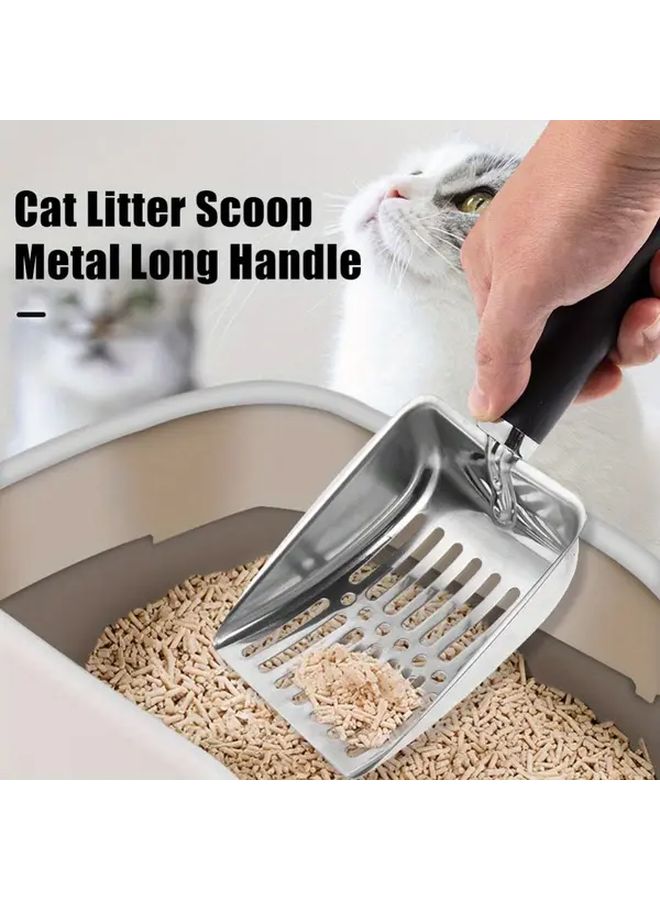 Stainless Steel Cat Litter Scoop With Long Handle Blue Efficient Sand Leakage Design For Pet Waste Removal Durable Metal Construction Easy Scooping And Disposal Cat Litter Box Scoop Pet Waste Management Sleek Finish Robust Construction Cat Accessories Cat Toilet Scoop - Image 4