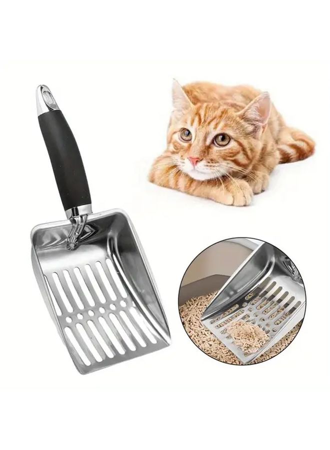 Stainless Steel Cat Litter Scoop With Long Handle Blue Efficient Sand Leakage Design For Pet Waste Removal Durable Metal Construction Easy Scooping And Disposal Cat Litter Box Scoop Pet Waste Management Sleek Finish Robust Construction Cat Accessories Cat Toilet Scoop - Image 1