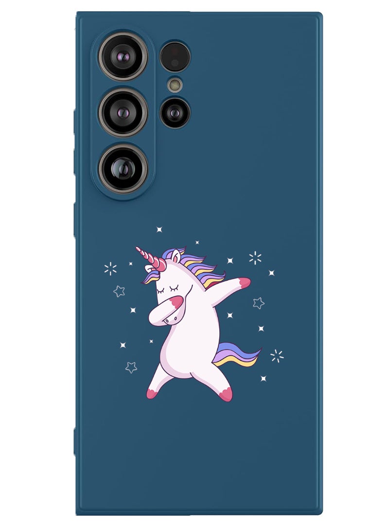 Theodor Protective Slim Fit Case Liquid Silicone Cover with Full Body Protection Anti-Scratch Shockproof Case For Samsung Galaxy S25 Ultra (Blue) - unicorn  - Image 1