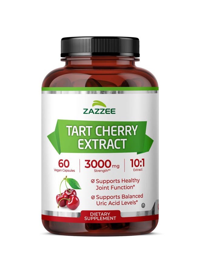 Zazzee مستخلص الكرز الحامض 10:1، قوة 3000 ملغ، 60 كبسولة نباتية، إمداد لمدة شهرين، معتمد كوشير، مستخلص مركز ومعياري 10X، 100% نباتي، طبيعي بالكامل، خالي من الغلوتين، غير معدل وراثيًا - Image 1