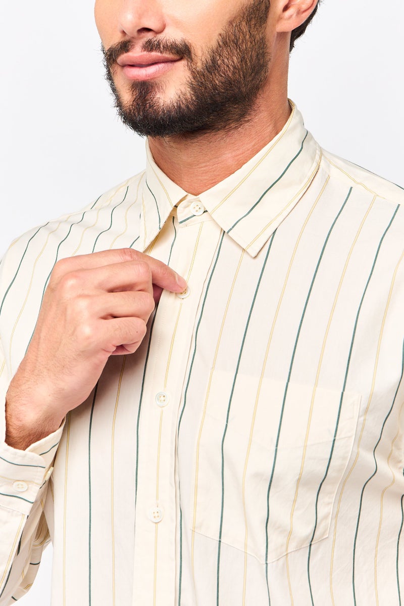GANT Men Oversize Fit Long Sleeve Stripe Casual Shirt, Multicolor - Image 3