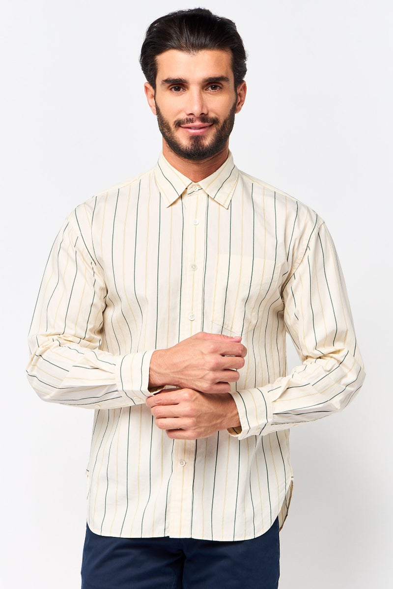 GANT Men Oversize Fit Long Sleeve Stripe Casual Shirt, Multicolor - Image 1