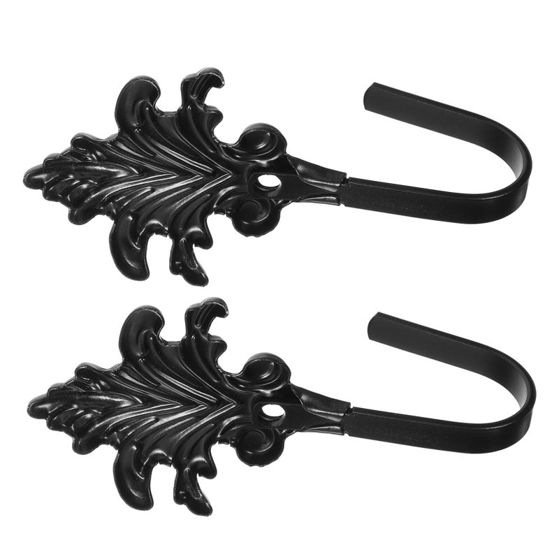 Decorative Leaves Design Iron Wall Hooks Set For Towels Shower Curtains Coats Space Saving - Image 2