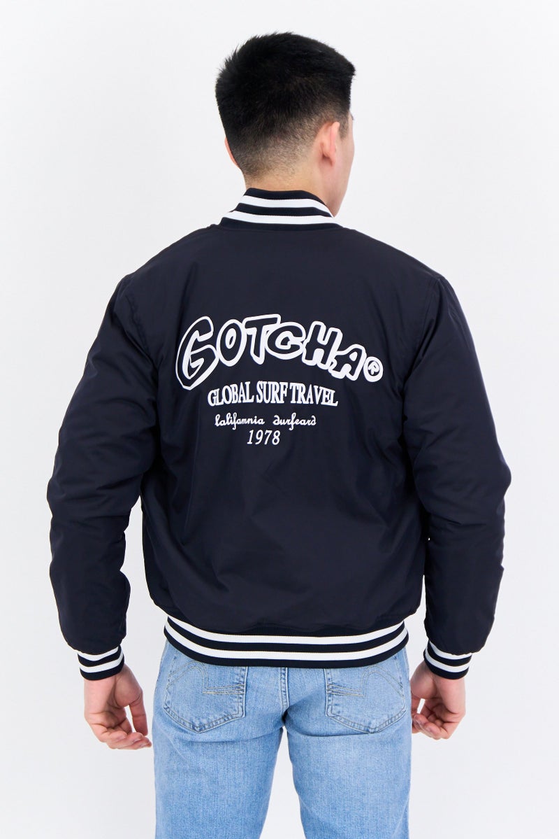 Gotcha سترة بومبر للرجال بطبعة جرافيك، أزرق داكن - Image 3