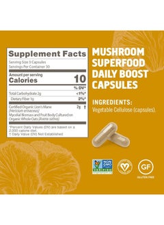Om Mushroom Superfood Lion's Mane Mushroom Capsules Superfood Supplement, 90 Count, 30 Day Supply, Fruit Body and Mycelium Nootropic for Memory, Focus, Nerve Health and Immune Support  - Image 5