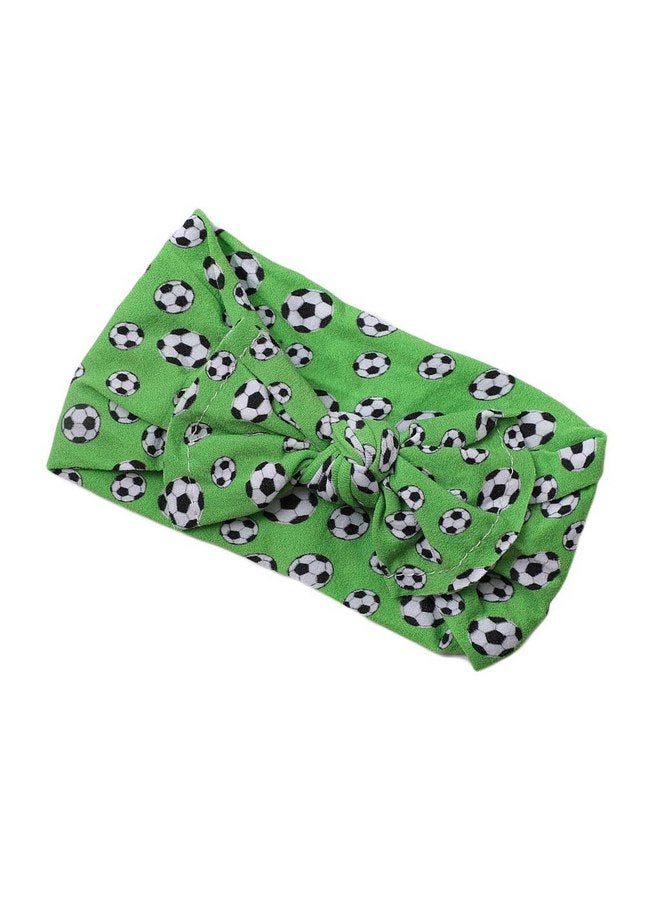 BBTDIN Baby Girls Soccer Headband Turban Infant Football Hairband Bowknot Newborn Soccer Bow Headwarp BTB10 (A2-Green) - Image 1
