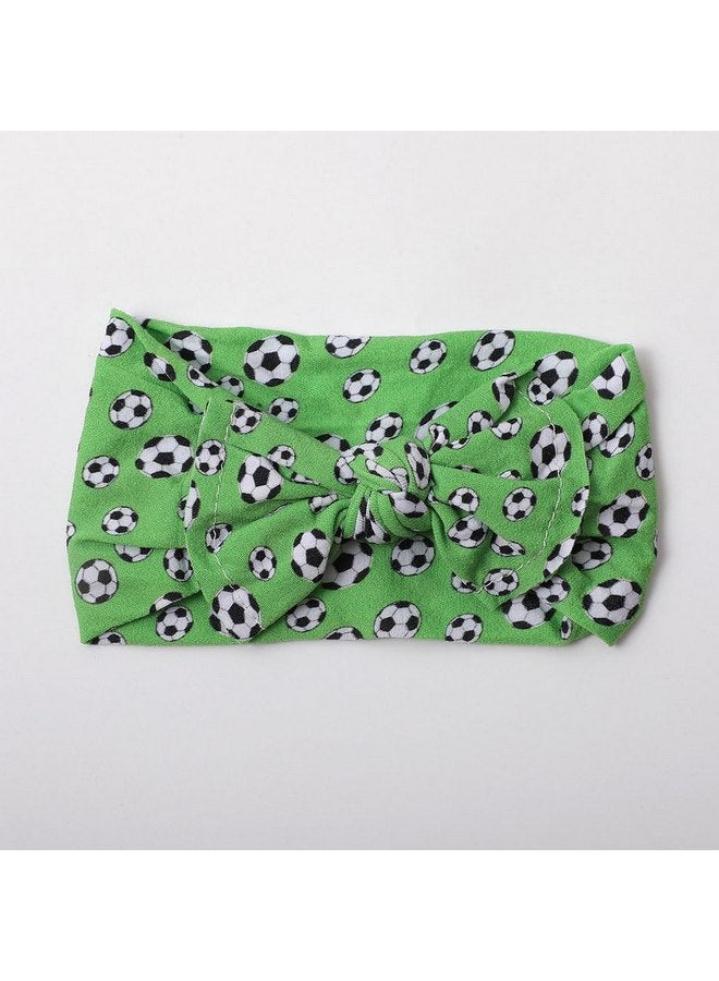 BBTDIN Baby Girls Soccer Headband Turban Infant Football Hairband Bowknot Newborn Soccer Bow Headwarp BTB10 (A2-Green) - Image 2