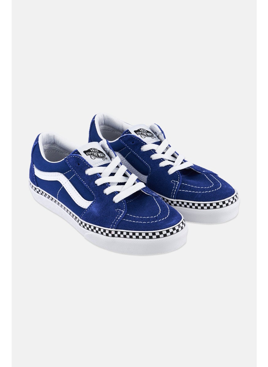 VANS - Kids Boy Sk8-Low Lace Up Shoes, Blue - Image 1