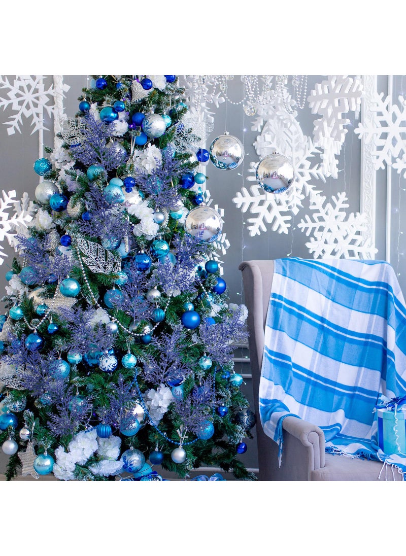 Cindeer Cindeer 100 Pcs Christmas Tree Picks Sprays 10.24 Inch Glitter Artificial Pine Leaves Cedar Stems Faux Pine Needles Greenery Cedar Branches Ornament for Home Garland Wreath Winter Decor(Navy Blue)  - Image 5