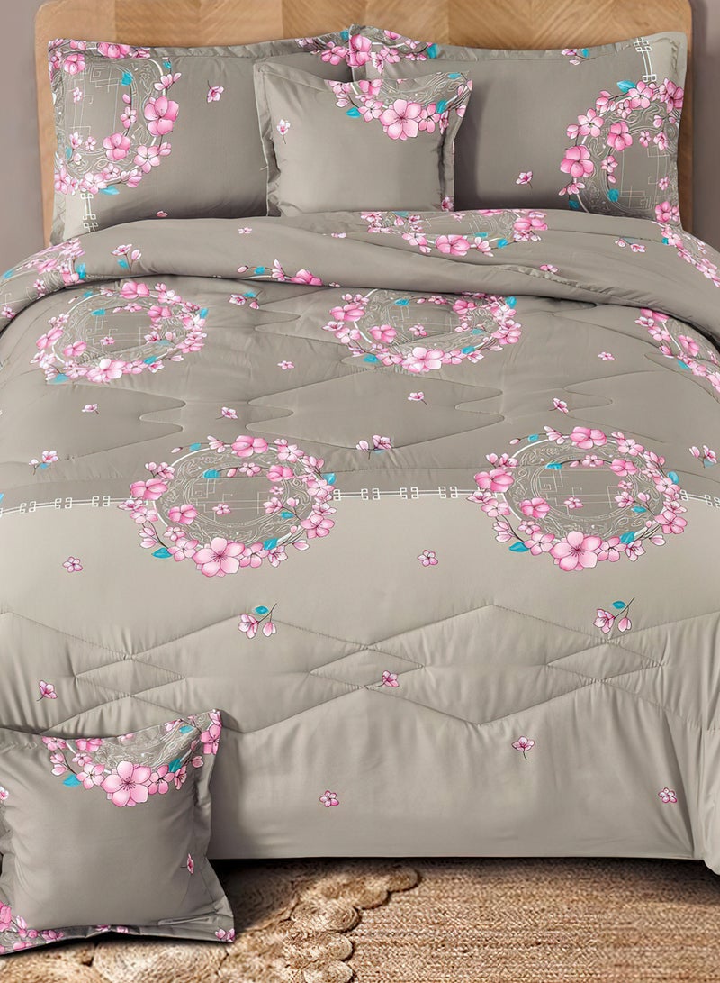 مينج لي طقم مفرش  مقاس كينج مكون من 6 قطع طقم لحاف مزدوج للجنسين يتضمن 1 لحاف و 1 ملاءة سرير و2 غطاء وسادة نوم و 2 غطاء وسادة ديكور غطاء مناسب لجميع الاوقات - Image 4