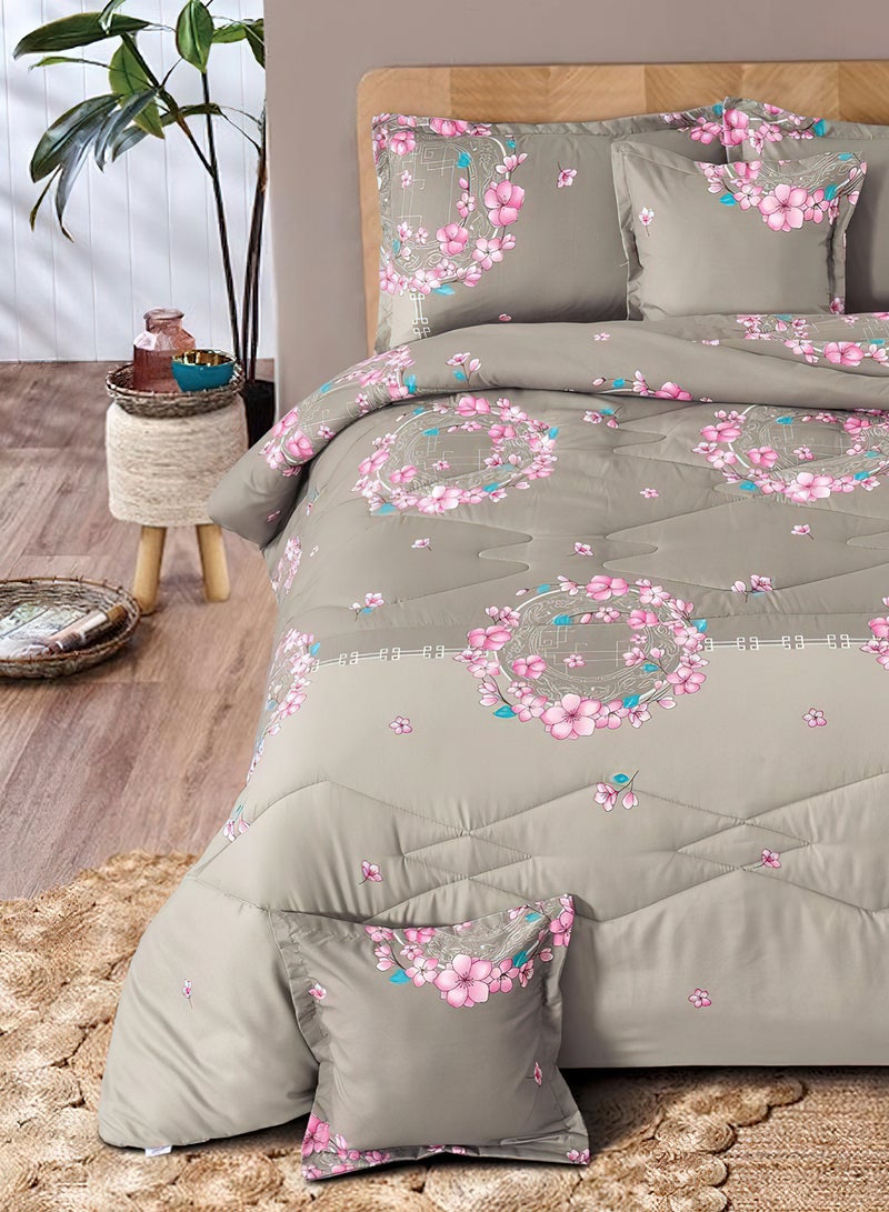 مينج لي طقم مفرش  مقاس كينج مكون من 6 قطع طقم لحاف مزدوج للجنسين يتضمن 1 لحاف و 1 ملاءة سرير و2 غطاء وسادة نوم و 2 غطاء وسادة ديكور غطاء مناسب لجميع الاوقات - Image 2